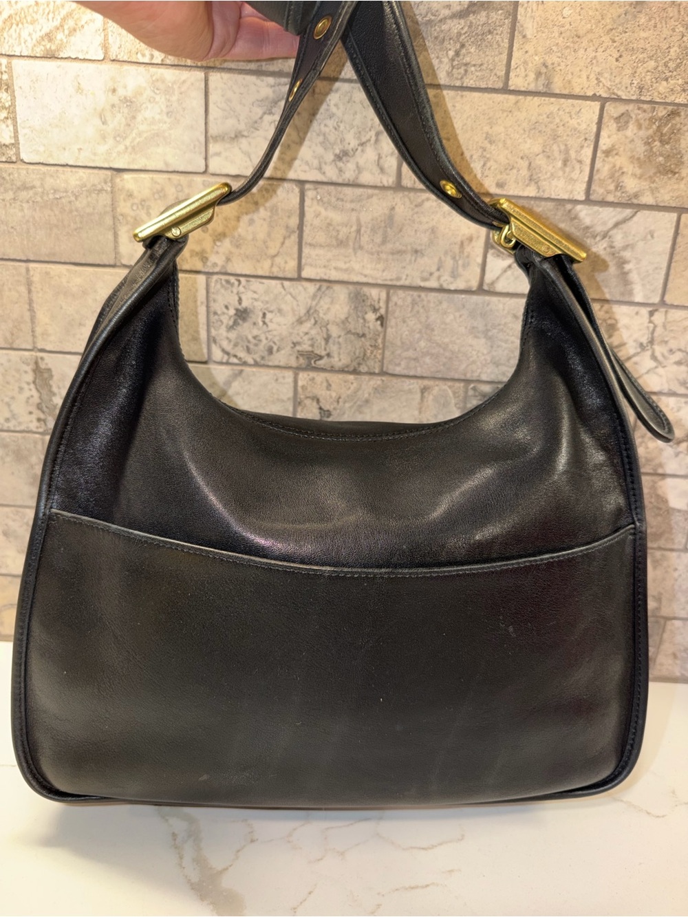 Coach Vintage 2002 Legacy Crescent Flap Black Smooth Leather Crossbody - Picture 2 of 5